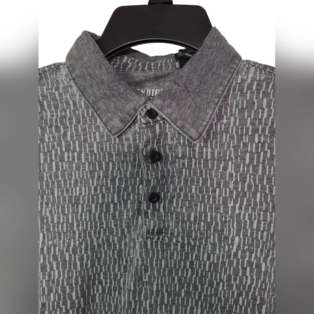 Indigo Star Norman Knit Burnout Polo Botanical Print Heather Black Shirt Small - Picture 4 of 9